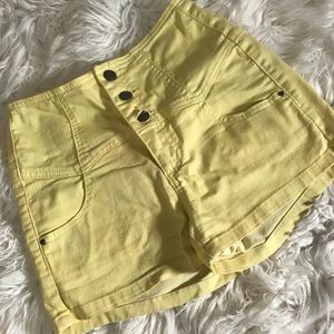 Yellow High Waisted Shorts